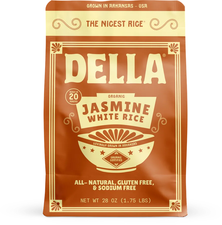Current Della Rice organic Jasmine White Rice bag