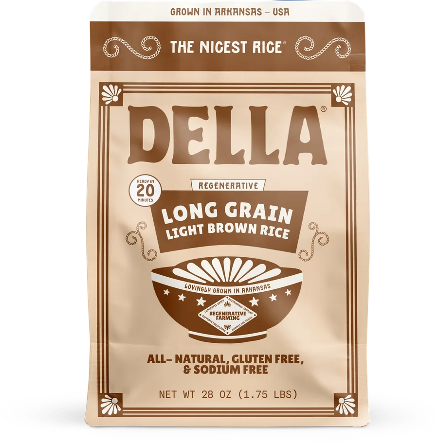 Current Della Rice regenerative Long Grain Light Brown Rice bag