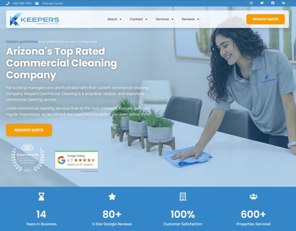 Keepers commercial cleaning website design