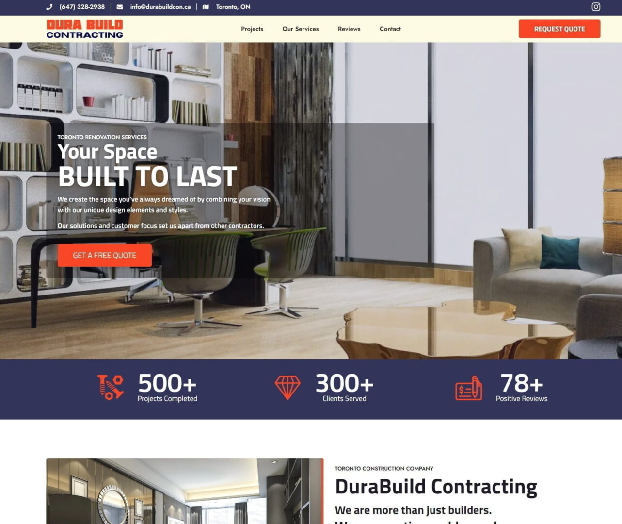 DuraBuild Contracting Website Design