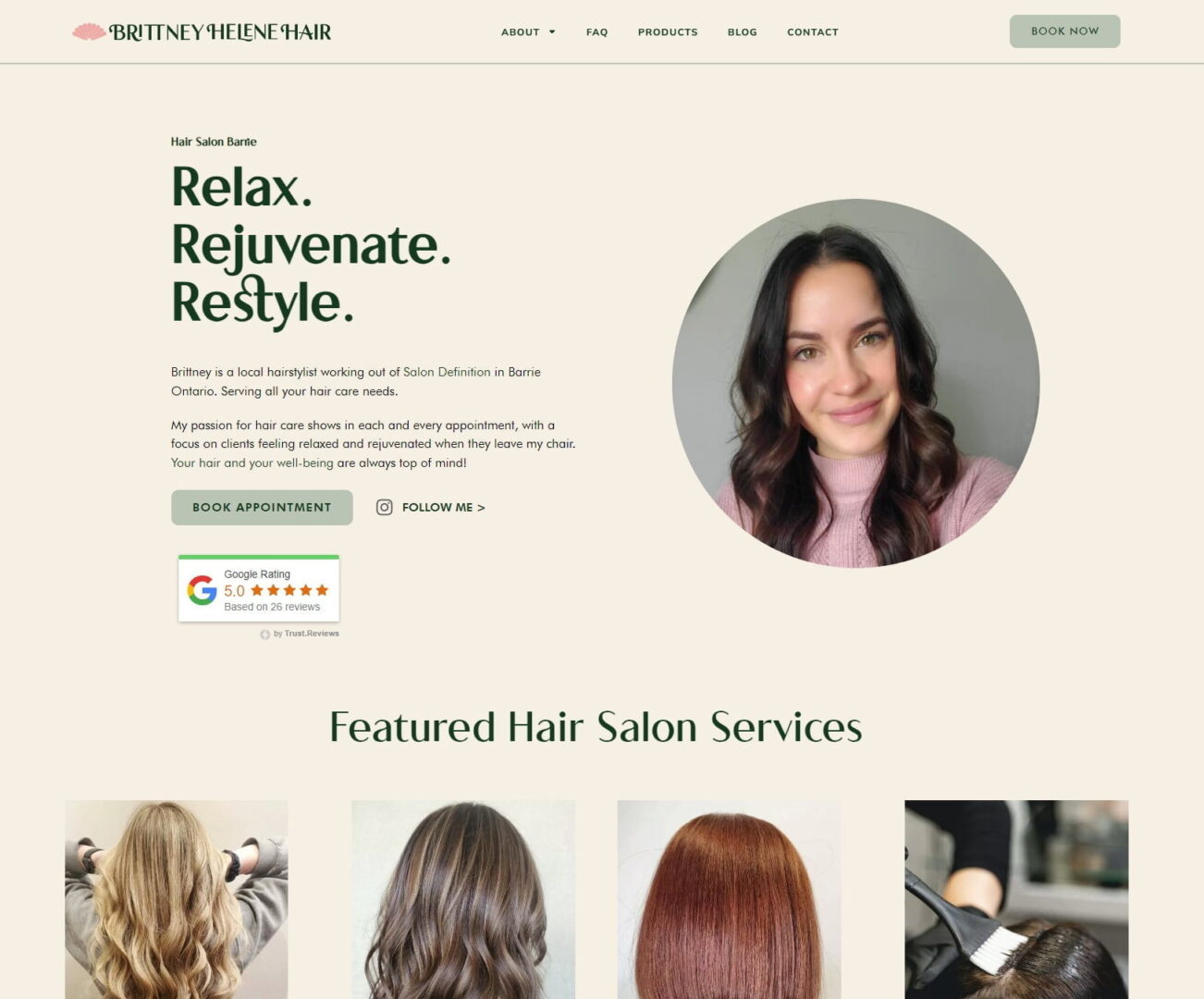 Hair salon website design
